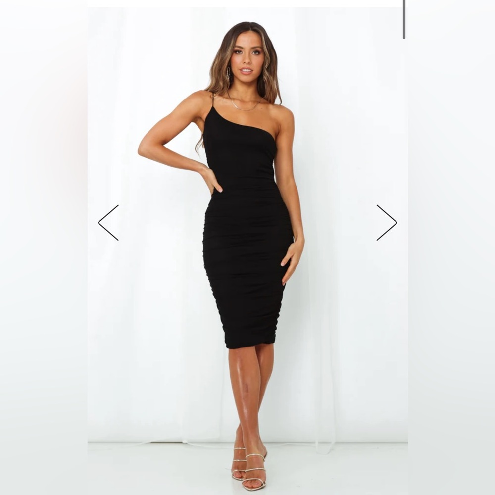 Hello Molly one shoulder strap black bodycon dress